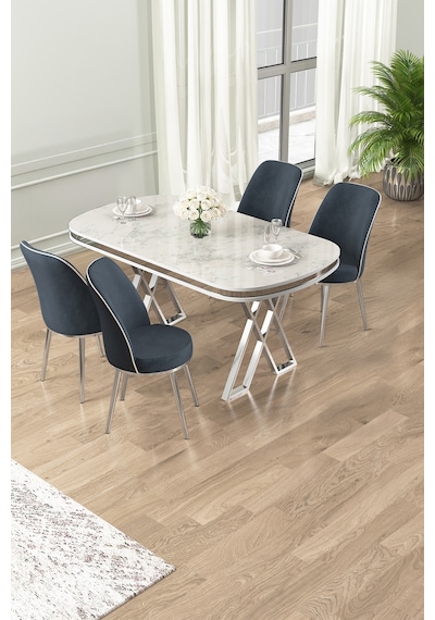 Canisa Lai Serisi 90x168 Lak Panel Beyaz Mermer Desen Masa Ve 4 Antrasit Sandalye Krom Ayak Beyaz Mermer Desen Masa Antrasit Sandalye Canisa Lai Serisi 90x168 Lak Panel Beyaz Mermer Desen Masa Ve 4 Antrasit Sandalye Krom Ayak Beyaz Mermer Desen Masa Antrasit Sandalye
