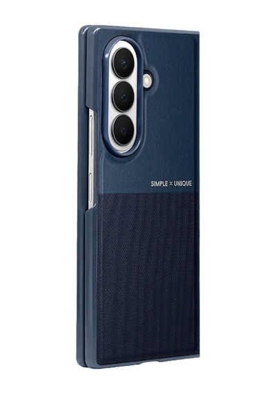 Samsung Galaxy Uyumlu Z Fold 8 Ultra Kılıf High Pu Deri Hdd Hbc-482 Siachen Case Mavi