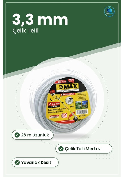 Misina Trıpan Çelik Telli Yuvarlak 3,3 Mm 26 M Çim Biçme Yabani O