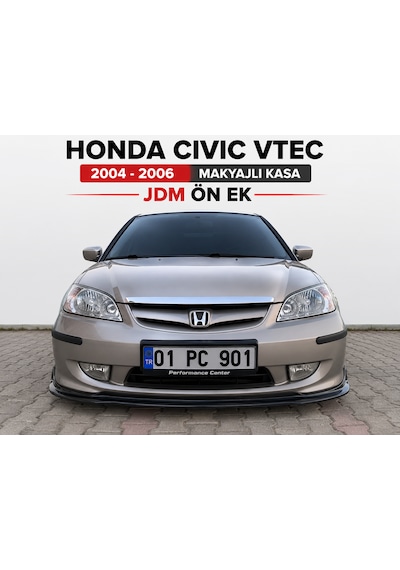 Honda Civic Vtec 2004-2006 Makyajlı Kasa Uyumlu Jdm Ön Ek İnce Esnek Tip Siyah Ön Tampon Lipi