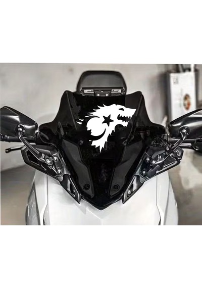 Kurt Ve Ay Yıldız Sticker - Türk Bayrağı Börü Gökbörü Sticker - Araba Oto Motosiklet Karavan Cam Sticker - 00071 30x24 Cm