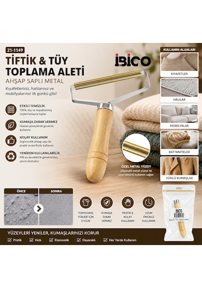 Lunaev Ahşap Saplı Metal Tiftik Tüy Toplama ---