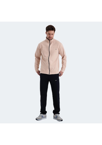 Slazenger ORDER IN Erkek Fermuarlı Dik Yaka Cepli Bej Eşofman Takımı