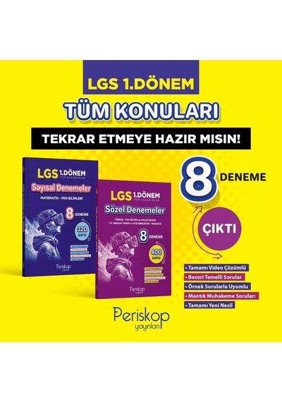 Lgs 1. Dönem Sözel 8 Li Denemeler Türkçe,din,inkılap,ingilizce