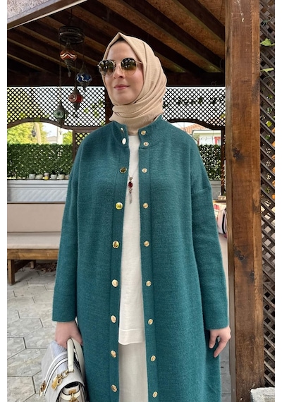 Rabia Şamlı Yakut Angora Triko Kap Zümrüt Çok Renkli