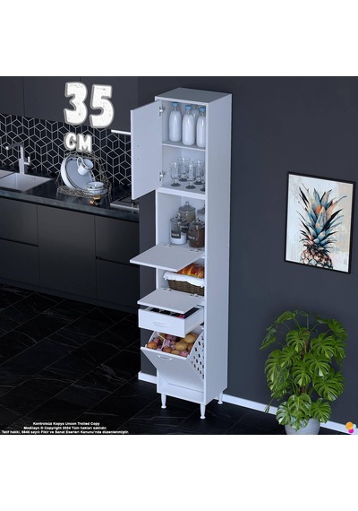 Modilayn Ece Çok Amaçlı Kiler Dolabı Kapaklı Çekmeceli Sepetli - Mutfak Ve Kahve Düzeni 35 Cm Beyaz Modilayn Ece Çok Amaçlı Kiler Dolabı Kapaklı Çekmeceli Sepetli - Mutfak Ve Kahve Düzeni 35 Cm Beyaz