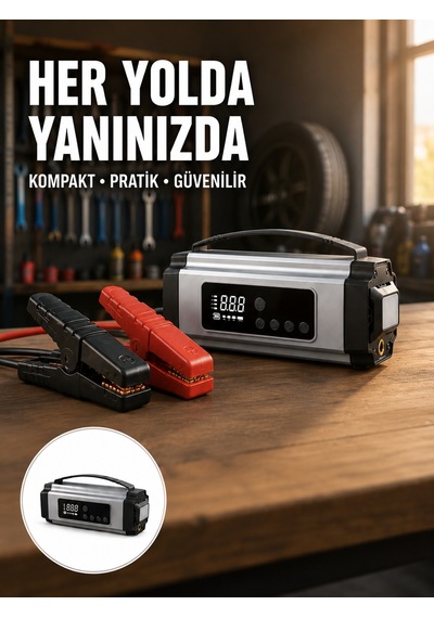 Acil Durumlar İçin Çok Fonksiyonlu Araç Akü Takviyesi Hava Kompresörü Ve Güç Kaynağı Yeni Nesil - Lisinya