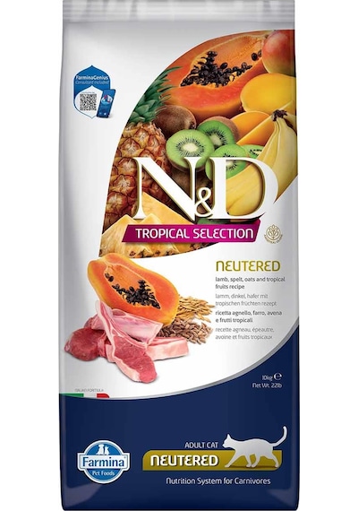 N&d Tropical Selection Düşük Tahıllı Kuzu Etli Ve Tropikal Meyveli Kısırlaştırılmış Kedi Maması 10 Kg