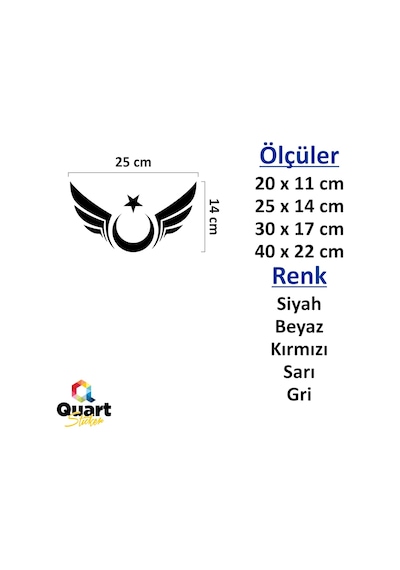 Kanatlı Ay Yıldız Sticker Oto Araba Sticker
