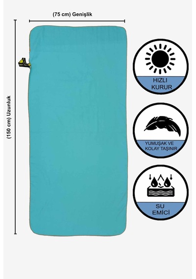 Vevien Home Mikrofiber Havlu - L Boy - 75 X 150 Cm - Plaj Havlusu Yeşil