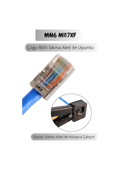 Mn6 M117xf Cat6 Jack/90 Adet-metal Ez/yeni Nesil Rj45 Cat6-8p/8c Açık Uçlu/cat6 Konnektör
