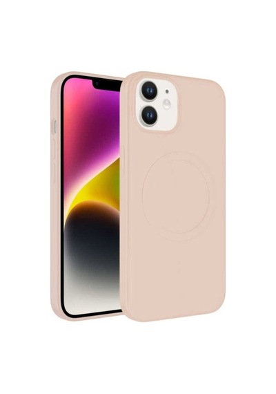 Apple Uyumlu iPhone 11 Kılıf M-safe Wireless Şarj Özellikli Pastel Renk Silikon Zore Plas Kapak Pembe Açık
