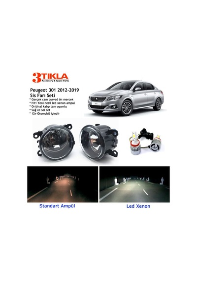 Peugeot 301 2012-2019 Beyaz Led Xenon Sis Farı Seti
