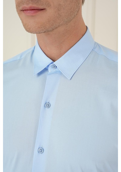 Efor Slim Fit Pamuk Uzun Kol Klasik Mavi Gömlek Gk 745 Mavi