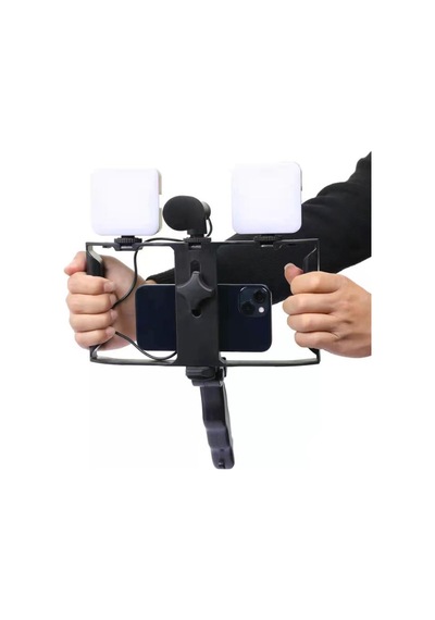 Ax-pc3 Telefon Cage Rig Çoklu Hot Shoe Ve 1/4 Vida Bağlantılı Vlog, Video Ve Canlı Yayın Telefon Kafesi