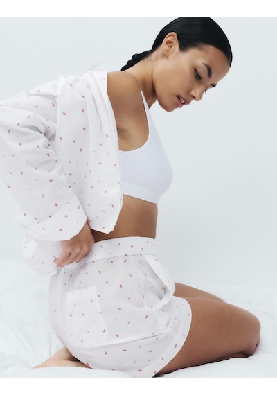 Marks & Spencer Pamuklu Çiçek Desenli Pijama Şort T37003470S Çok Renkli