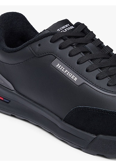 Tommy Hilfiger Fm0fm05721 Retro Runner Mix Leather Erkek Günlük Ayakkabı Siyah