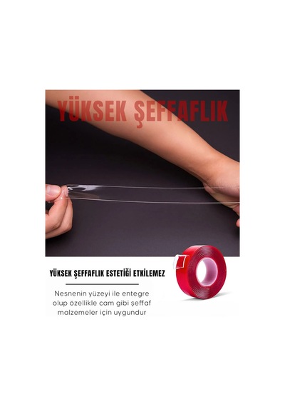 Çift Taraflı 40 Mm Kırmızı Nano Silikon Bant Su Geçirmez Güçlü Tablo Montaj Bandı 5 Metre 40 MM x 5 M