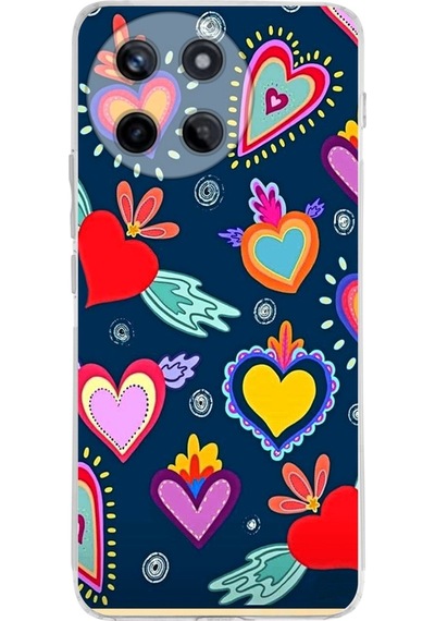 Realme 11 İle Uyumlu Retro Color 3 Baskılı Kamera Korumalı Şeffaf Kılıf Şeffaf