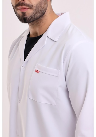 Doktor Öğretmen Erkek Önlük Ara Boy Ceket Yaka - 171 Beyaz-6530-171 Beyaz