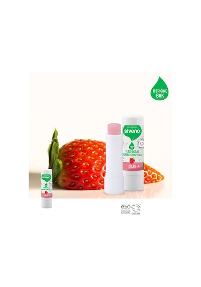Siveno %100 Doğal Dudak Koruyucu Çilekli 6 Gr