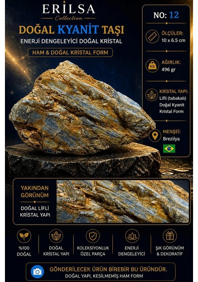 Sertifikalı Premium Doğal Kyanit Taşı Kütle Ham Kristal Koleksi