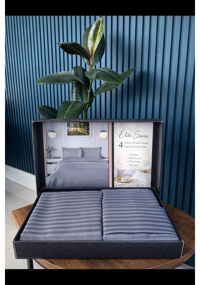 Lux Cotton Saten Collection Çift Kişilik Nevresim Takımı 200x220 Açık Mavi - Gri