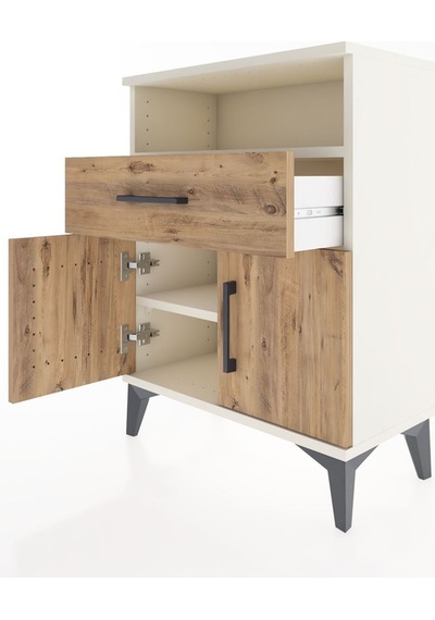 Arges Komodin 2 Raflı Tek Çekmeceli 2 Kapaklı 60x30x80 Aytaşı-çam Aytası
