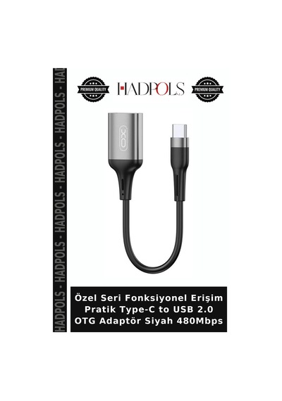 Özel Seri Fonksiyonel Erişim Pratik Type-c To Usb 2.0 Otg Adaptör Siyah 480mbps