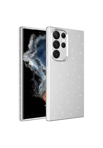 More Tr Galaxy Uyumlu S22 Ultra Kılıf Kamera Korumalı Simli Lüks Zore Koton Kapak