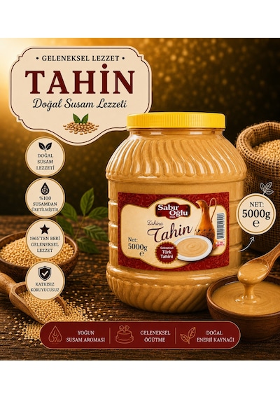 Sabıroğlu Tek Kavrulmuş Çiğ Beyaz Tahin 5 KG
