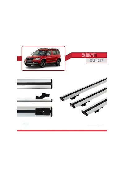Skoda Yeti 2009-2017 Arası İle Uyumlu Basic Model Ara Atkı Tavan Barı Gri 3 Adet
