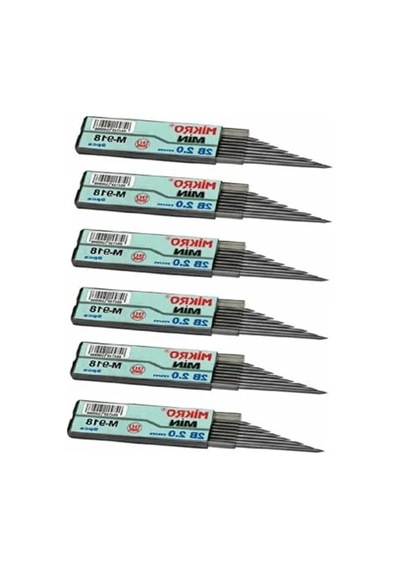 2.0mm 2b Kalem Ucu, 6 Adetli Siyah Set