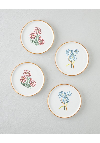 English Home Roselle Seramik 4'lü Pasta Seti 16 Cm Renkli