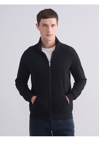 LC Waikiki Lc Waıkıkı Siyah Dik Yaka Erkek Fermuarlı Sweatshirt