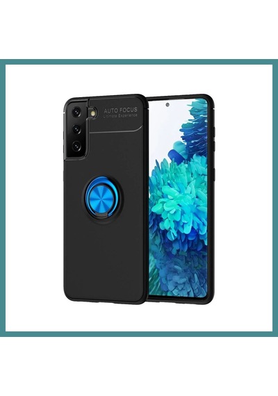 Trendexa Samsung Galaxy S21 Plus Kılıf Range Yüzüklü Silikon - Siyah-mavi Mac