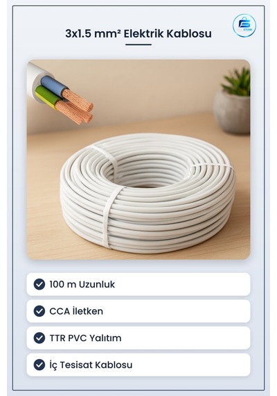 Elektrik Kablosu ² Cca Ttr 100 M Ev Ve Ofis İç Tesisat Aydınlatma
