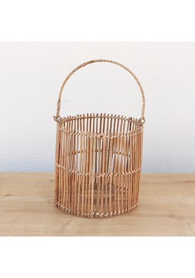 Serra Rattan Büyük Boy Mumluk 20x20x30 Cm Bej