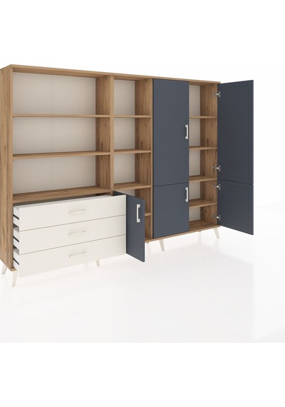 Arges Dolap 11 Raflı 3 Çekmeceli 5 Kapaklı 220x30x163 Çam-antrasi Çam-antrasit/aytaşı Arges Dolap 11 Raflı 3 Çekmeceli 5 Kapaklı 220x30x163 Çam-antrasi Çam-antrasit/aytaşı