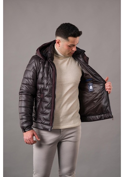 Regular Fit Kapşonlu Astarlı Kapitone Erkek Mont 001