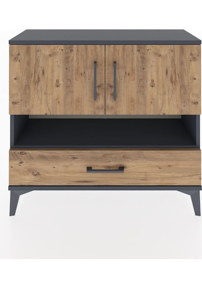 Arges Şifonyer 3 Raflı Tek Çekmeceli 2 Kapaklı 88x30x80 Antrasit-çam Antrasit