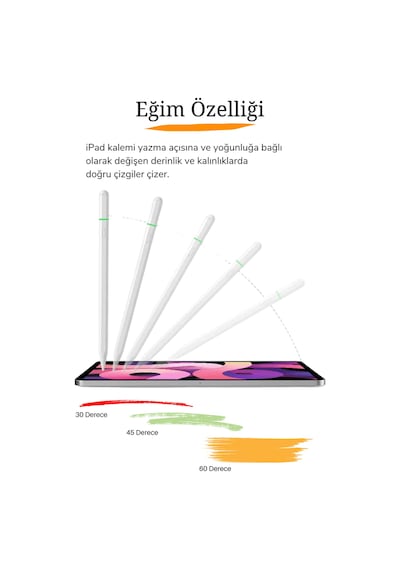 İpad 11 İnç Air 6.nesil 2024 Uyumlu Usb-c Avuçiçi Red Eğim Özellikli Bluetooth Bağlantılı Stylus Pen