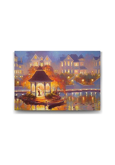 Altında Işıklı Gece Tablosu - 45x30cm Çok Renkli Altında Işıklı Gece Tablosu - 45x30cm Çok Renkli