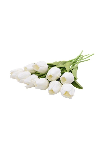 Yapay Çiçek Islak Lale Gerçeksi Doku 10Lu Beyaz (370690052)
