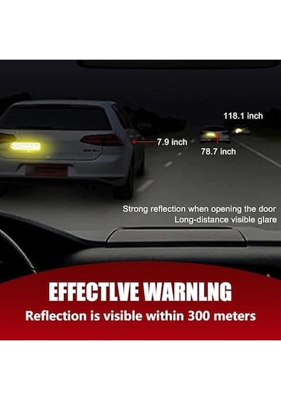 Araba Kapı Açık Uyarı Reflektörü Etiket Sticker 4'lü 9.5x2.5cm Kırmızı