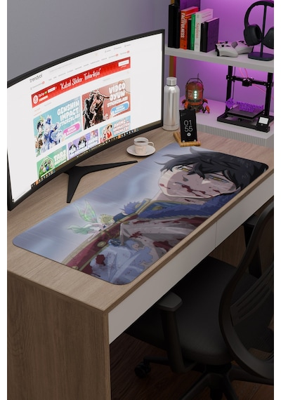 Black Clover Anime V1 - 90x40 Xxl Gaming Kauçuk Kaymaz Taban Mouse Pad Fare Altlığı
