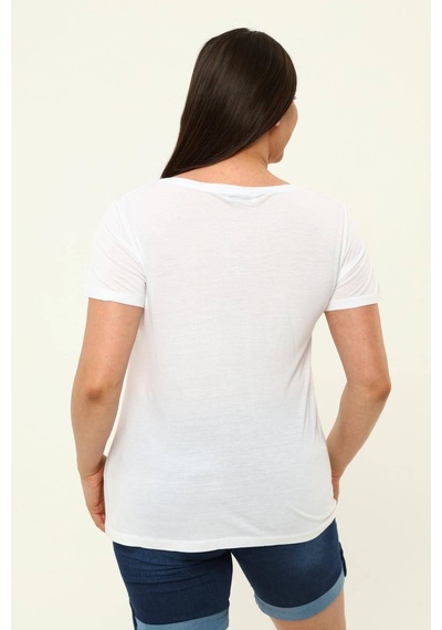 Hanezza İşlemeli T-shirt Beyaz - 4034976 Beyaz