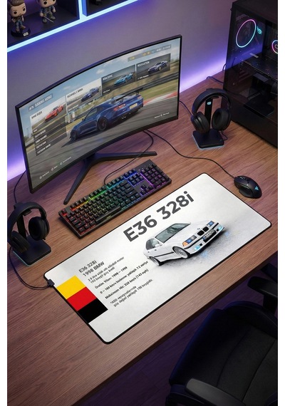 Sonictouch Kişiye İsme Araca Özel Fotoğraflı Xxl Dikişsiz Gamer Arabalı Klavye Mousepad 40x90cm