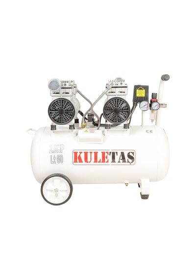 Kuletaş 2HP 8 Bar Süper Sessiz Yağsız Çift Motor Dişçi Hava Kompresörü 60 L Kuletaş 2HP 8 Bar Süper Sessiz Yağsız Çift Motor Dişçi Hava Kompresörü 60 L