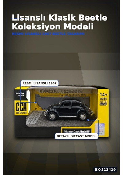 Klasik Volkswagen Beetle Diecast Model Araba 1/32 Ölçekli Koleksiyonluk Bx-313419